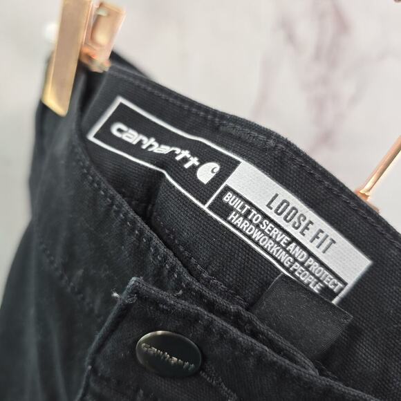 Carhartt Capri Womens 22W Black Loose Fit Stretch Crop Capri Rugged Flex Canvas - Picture 3 of 13